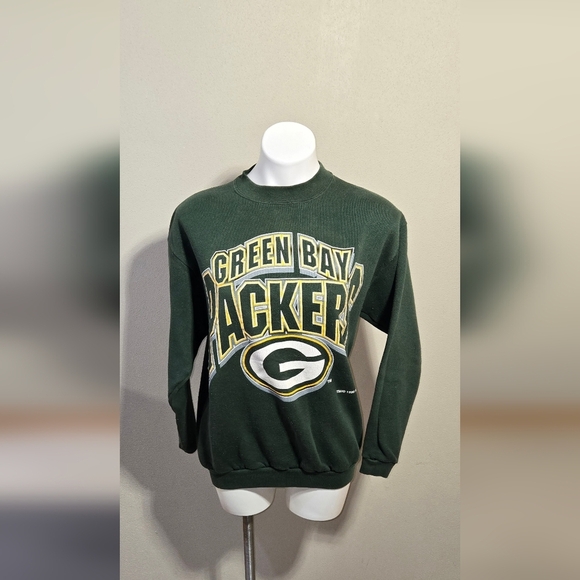 Vintage Green Bay Packers Crew Neck Sweater 1996 Logo 7 Heavyweight Size Medium - Picture 1 of 5